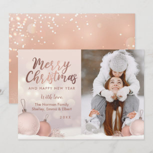 Elegant Ro Rosa Guld jul - prydnadsfoto Julkort