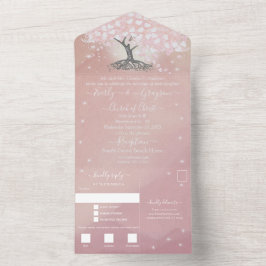 Elegant Ro Rosa Heart Löv Träd Bröllop
