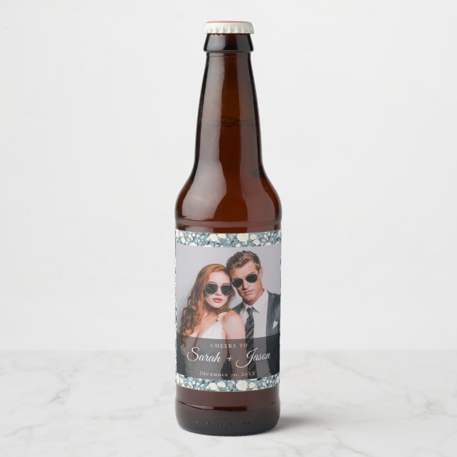 Elegant Ro Rustic Bröllop Beer-etikett Ölflaska Etikett (Framsida)