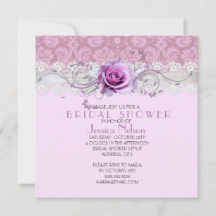 Elegant Ro Swirls Ribbon Damask Möhippa Inbjudningar