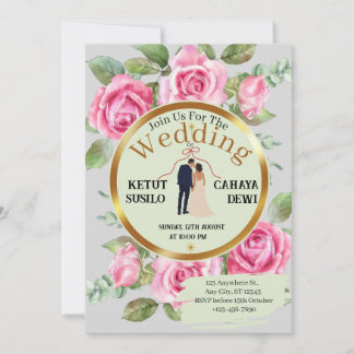 Elegant Ro-Thed Bröllop med Bride och Groom Inbjudningar