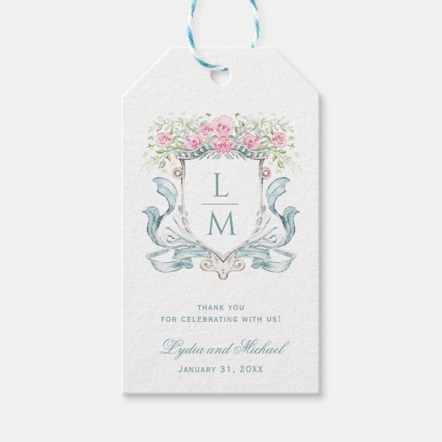 Elegant Ro Vapensköld med två rader | Monogram Brö Presentetikett (Framsidan)