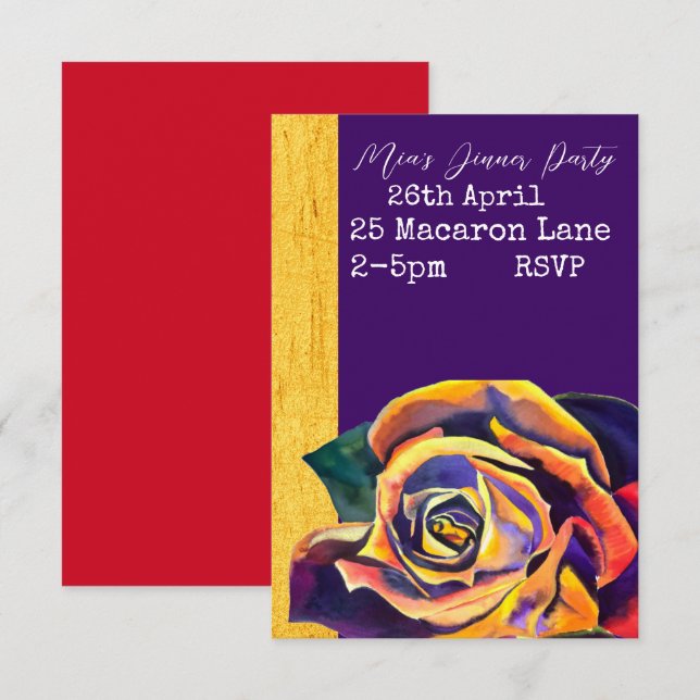 Elegant ro vattenfärgsmiddag party inbjudningar (Fram/baksida)