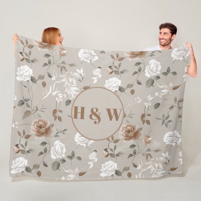 Elegant Ro & Vine Mönster Fleece Blanket (På plats)