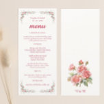 Elegant Ro Watercolor Bröllop Meny<br><div class="desc">Den här bröllop-menyn har en vattenfärgsdesign för den konstnärliga ro-blommigten runt gräns,  överst och grund,  med en gräddbakgrund och ett rött elegant stil. Anpassa den med din egen bröllop-meny! Sök efter matchande och kompletterande objekt i samlingen för Christian Bröllop i Ro Blommigt.</div>
