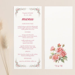 Elegant Ro Watercolor Bröllop Meny