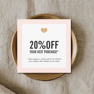 Elegant Ro White Faux Guld Heart Salon Coupon Rabattkort