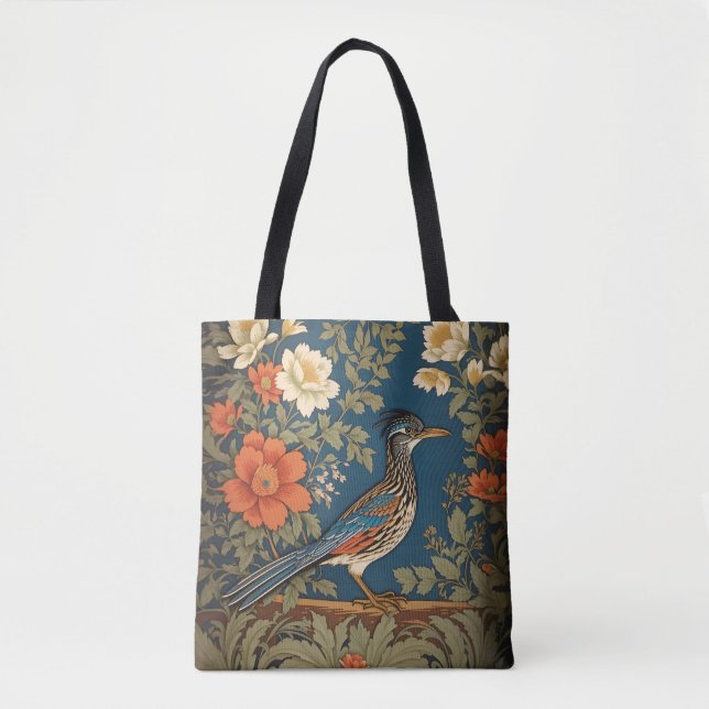 Elegant Roadrunner Bird William Morris Inspired Tygkasse (Framsida)