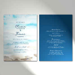 Elegant Rocky Ocean Mist alla i ett bussbröllop Inbjudningar