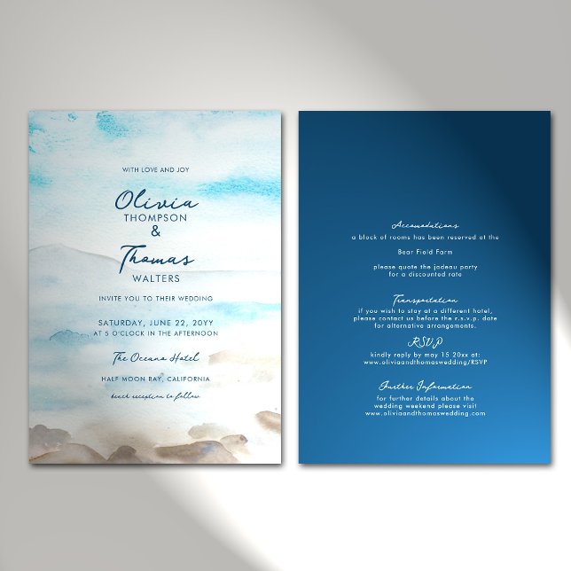 Elegant Rocky Ocean Mist alla i ett bussbröllop Inbjudningar (Skapare uppladdad)
