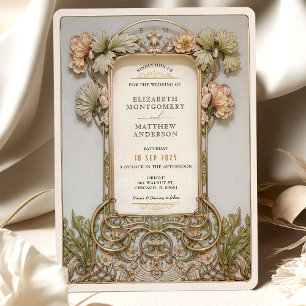 Elegant Rococo Bröllop Blommigt Filigree Ram Inbjudningar