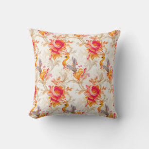Elegant Rococo-inspirerad Orange och svart design Kudde