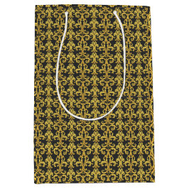 Elegant Rococo Revival Gold & Charcoal Baroque