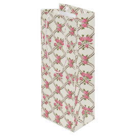 Elegant Rococo Revival Pink Floral & Beige Lattice