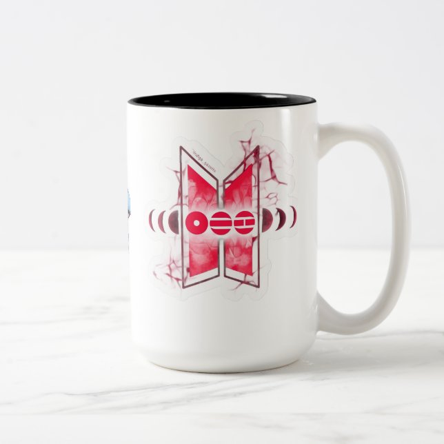 Elegant röd abstrakt designmugg | Modern estetik Två-Tonad Mugg (Höger)