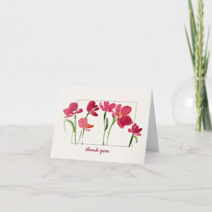 Elegant Röd Akvarell Löst Floralt Tackkort