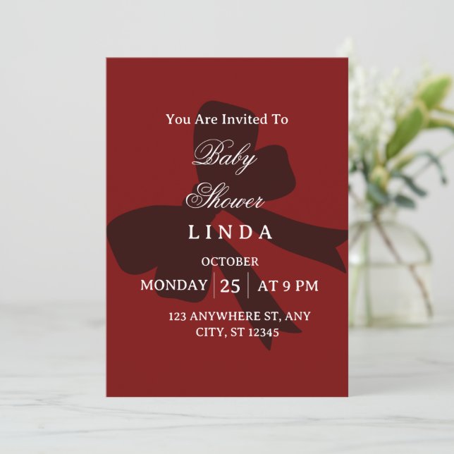 Elegant röd baby shower-inbjudan  inbjudningar (Stående Fram)