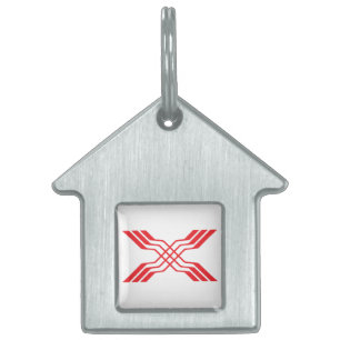 Elegant röd band linje Bokstav X Monogram ID-bricka Husdjur