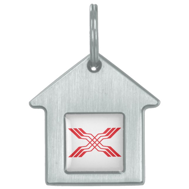 Elegant röd band linje Bokstav X Monogram ID-bricka Husdjur (Framsidan)
