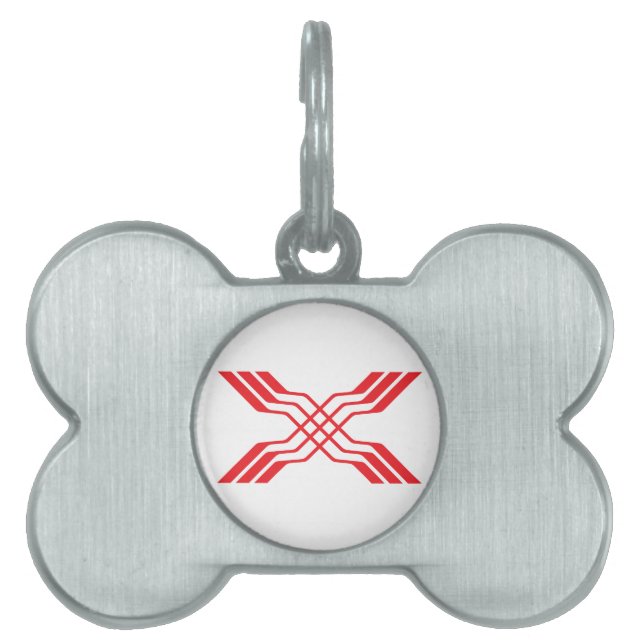 Elegant röd band linje Bokstav X Monogram ID-bricka Husdjur (Framsidan)