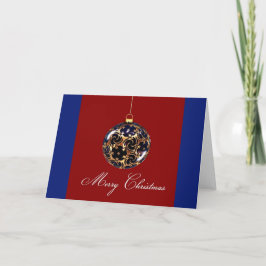 Elegant röd/blå julgransprydnad gratulationskort helgkort