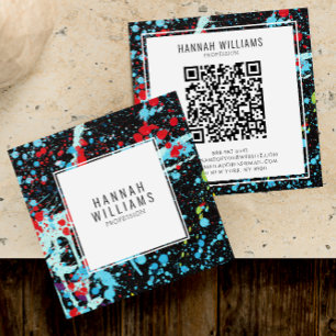 Elegant Röd blå QR-kod Färgton, färgad, färgad, fä Fyrkantigt Visitkort