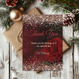 Elegant röd blomma falskt guld glitter tack så myc kort