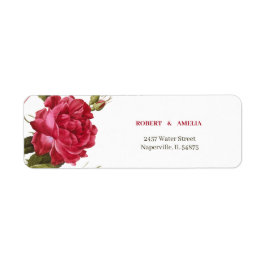 Elegant Röd blomma, Personlig, Returadress Returadress Etikett