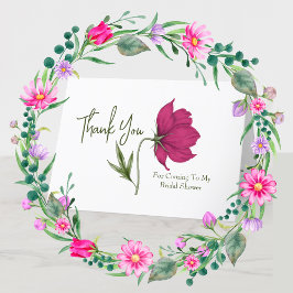 Elegant röd blommande kosmos bröllopsfest tack kort