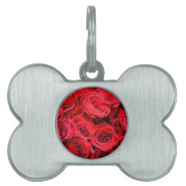 Elegant röd blommigt blommor ro namnbricka husdjur