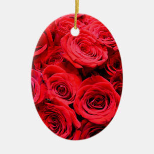 Elegant röd blommigt blommor Röd ros ro Julgransprydnad Keramik
