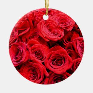 Elegant röd blommigt blommor Röd ros ro Julgransprydnad Keramik