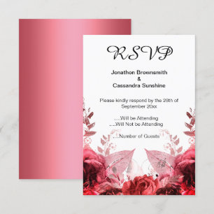 ELEGANT RÖD BLOMMIGT METALLISK OSA INBJUDNINGAR