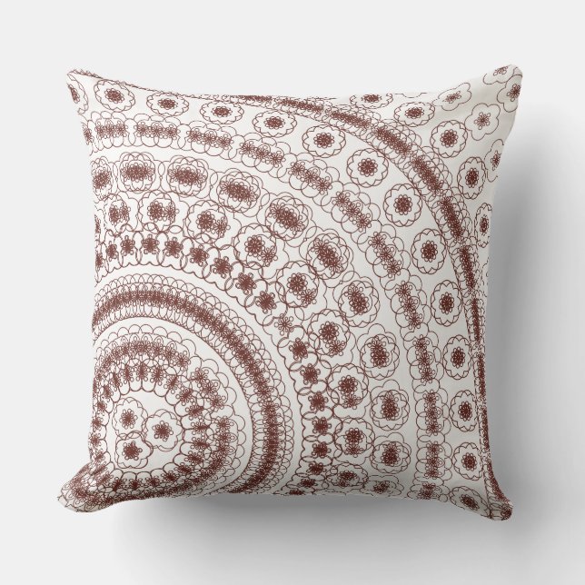 Elegant röd blomster Mandala-mönster Kudde (Framsida)