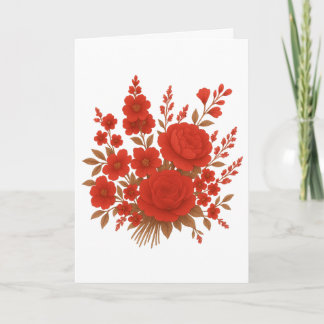 Elegant röd blomster romantisk rosbukett design meddelande