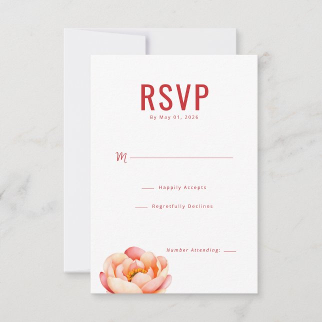 Elegant röd blomster-RSVP OSA Kort (Framsida)