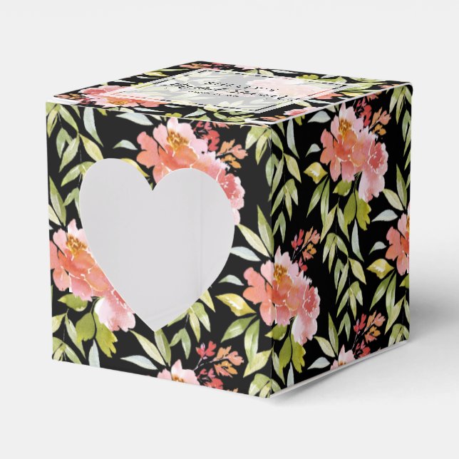Elegant röd blomstergrönska bröllopsdusch presentaskar (Framsidan Sidan)