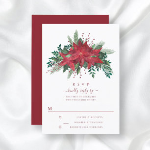Elegant röd blomsterjulstjärna jul bröllop OSA kort