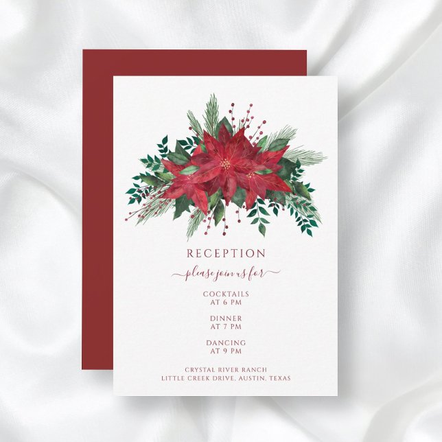 Elegant röd blomsterjulstjärna julbröllop tilläggskort (Skapare uppladdad)