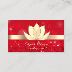 Elegant röd bokeh guld lotusblomma Yoga Reiki Visitkort