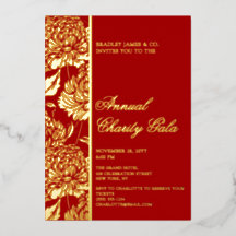 Elegant röd botanisk välgörenhetsgala