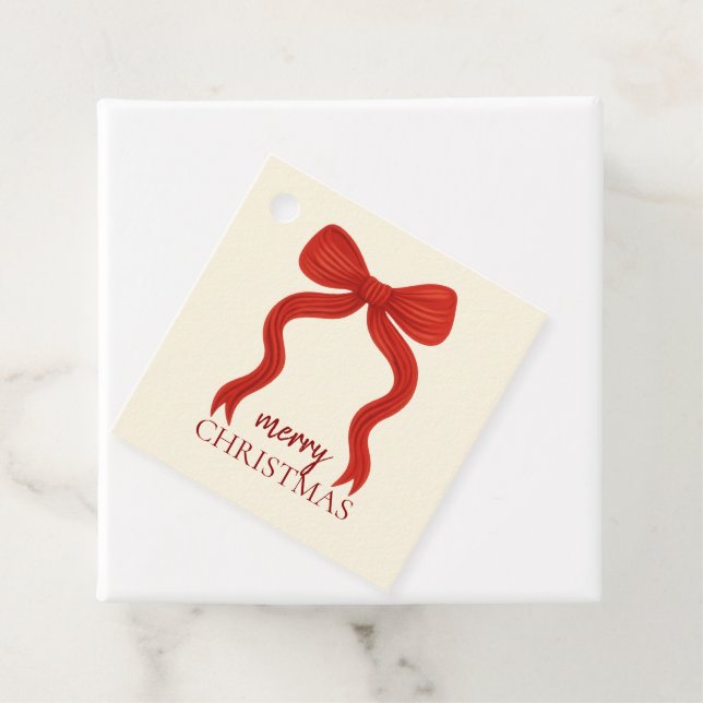 Elegant röd bow julfest -  gåvor etiketter (På plats)