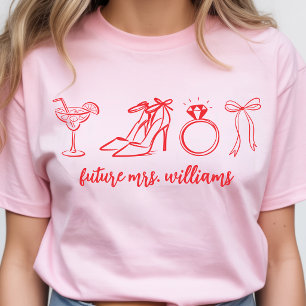 Elegant röd brud att bli möhippa fest Anpassad T Shirt