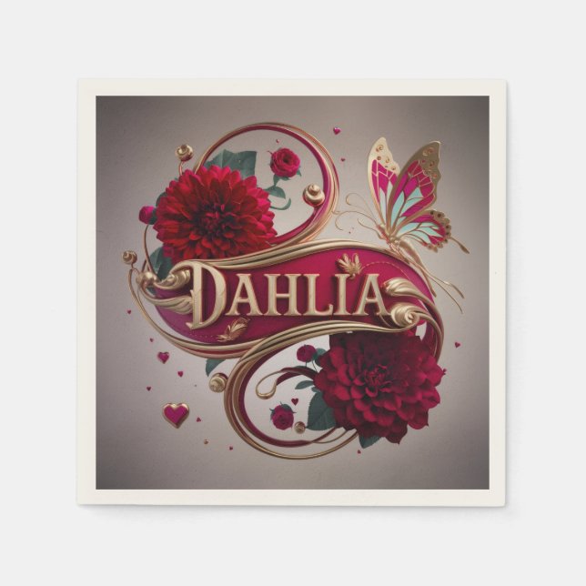 Elegant röd Dahlia-blomma konst Pappersservett (Framsidan)