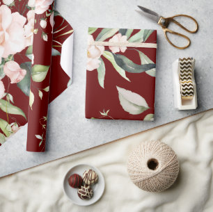 Elegant röd eukalyptus grönska bröllop presentpapper
