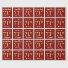 Elegant, röd, falsk guld 71-årsdag; Anpassat namn Presentpapper