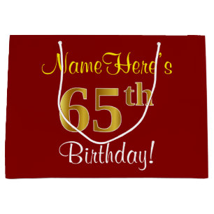 Elegant, röd, faux Guld 65e Birday; Anpassat namn