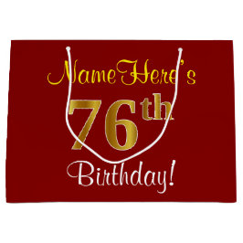 Elegant, röd, faux Guld 76:e födelsedagen; anpassa