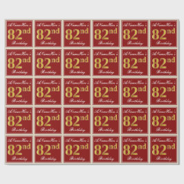 Elegant, röd, faux Guld 82:a födelsedagen; anpassa Presentpapper