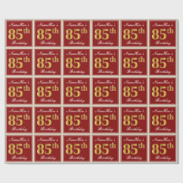 Elegant, röd, faux Guld 85:e födelsedagen; anpassa Presentpapper
